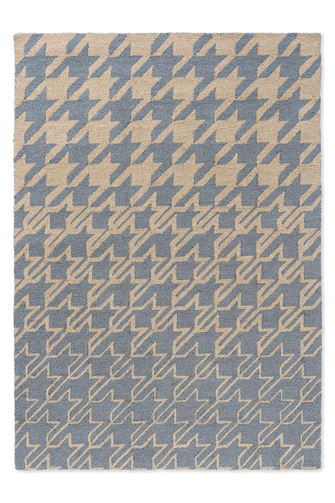 Ted Baker Houndstooth Washed Blue 455708 Outdoor Rug