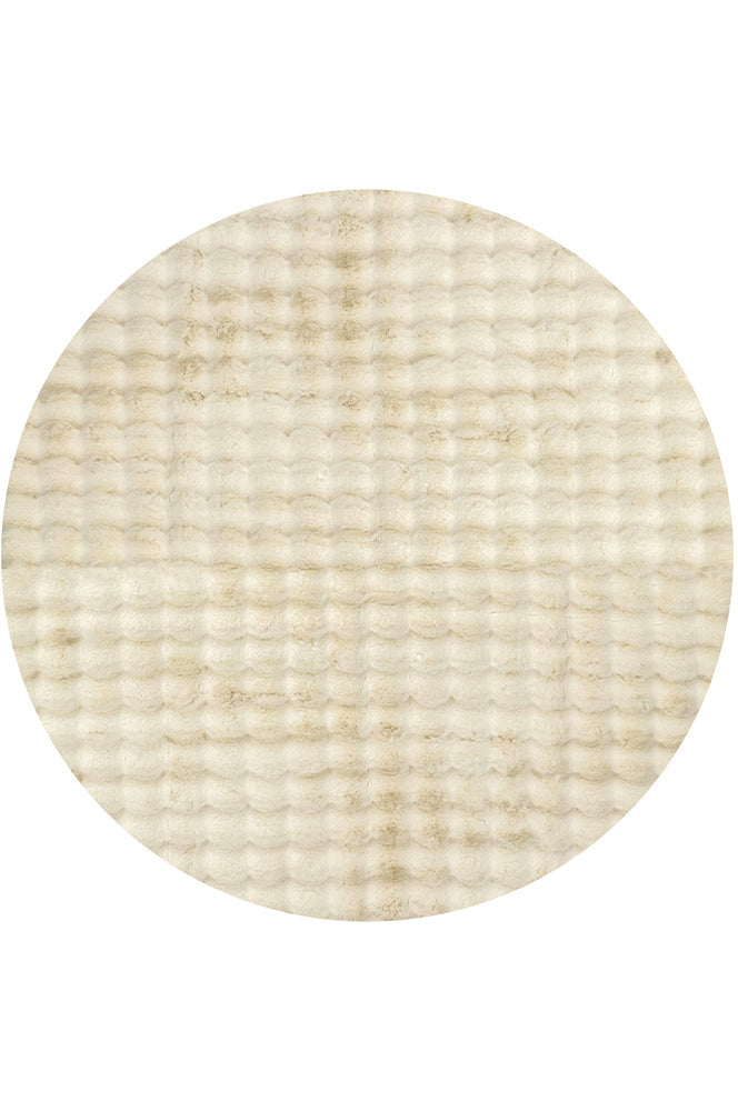 Bubble Natural Round Machine Washable Rug