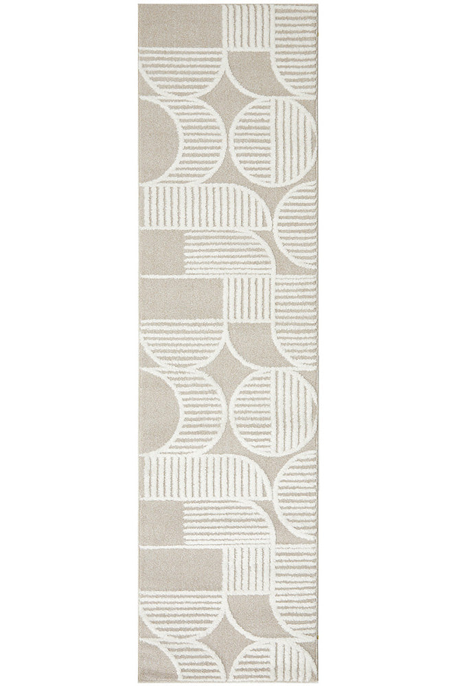 Lotus Leo Beige White Runner Rug
