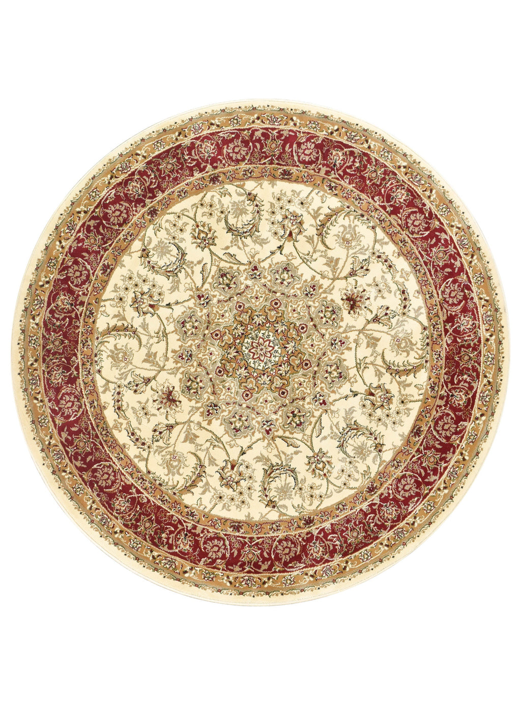 Granada Round 15 Cream Red Traditional super thick Rug