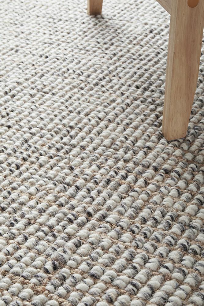 Arabella Grey Wool Jute Runner Rug