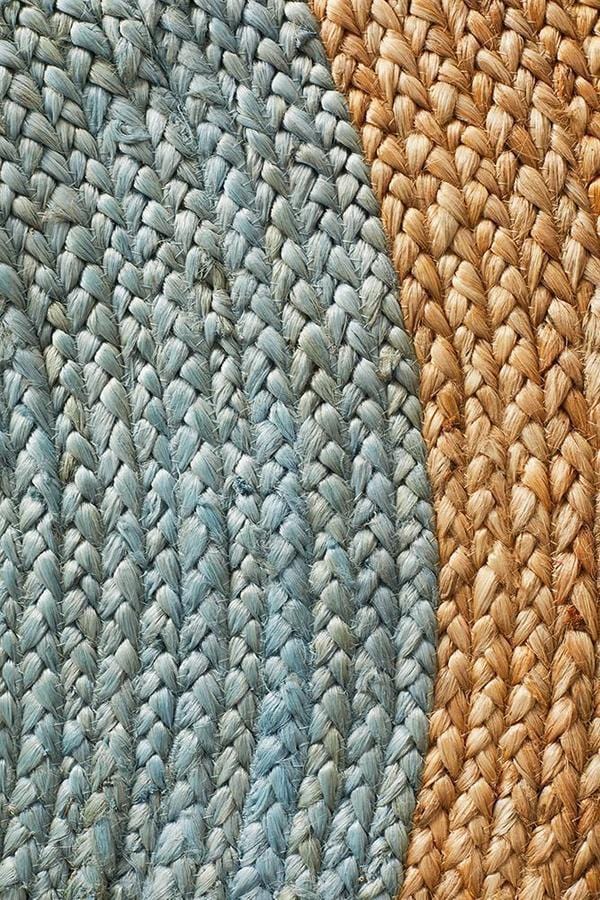 Round Jute Natural Rug Blue