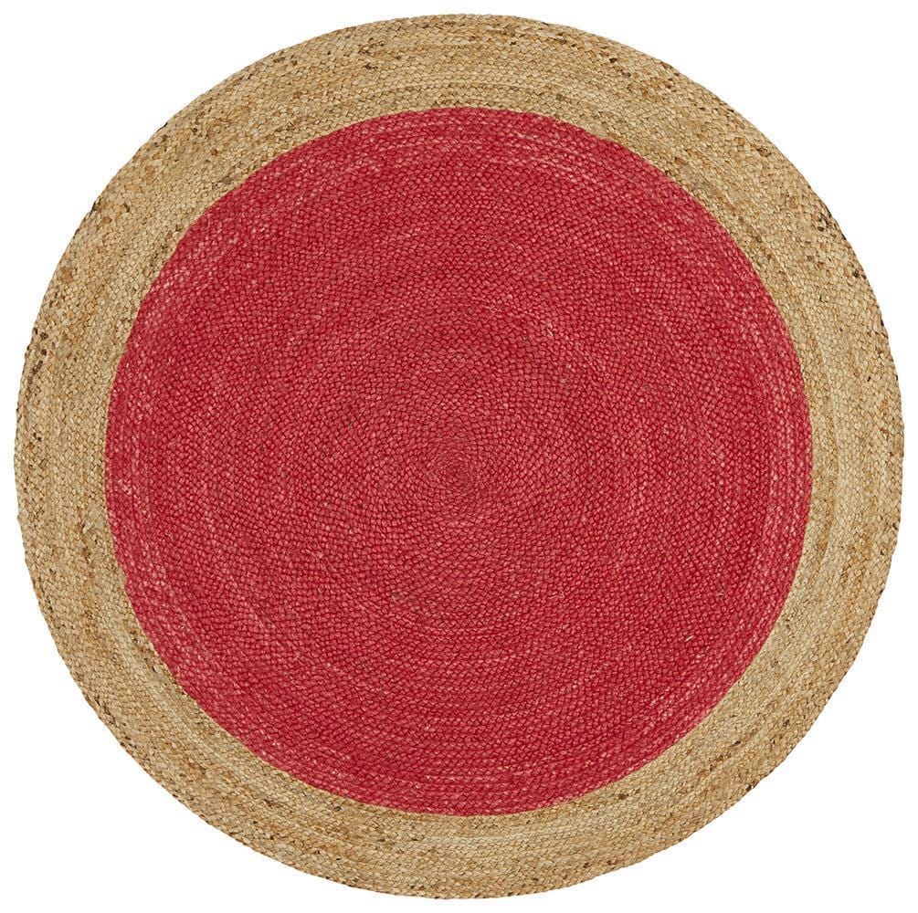 Round Jute Natural Rug Cherry