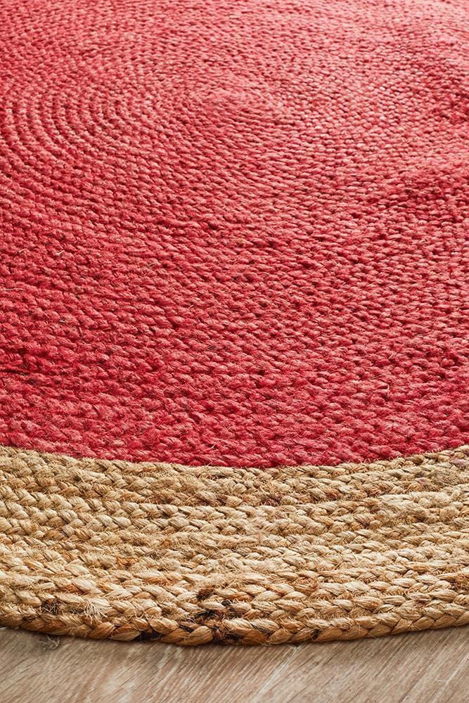 Round Jute Natural Rug Cherry