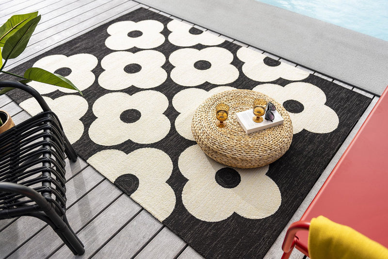 Orla Kiely Spot Flower Black Outdoor Rug 460805