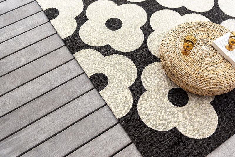 Orla Kiely Spot Flower Black Outdoor Rug 460805