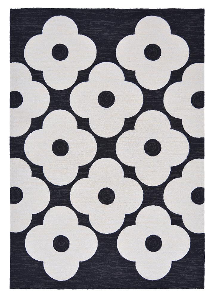 Orla Kiely Spot Flower Black Outdoor Rug 460805