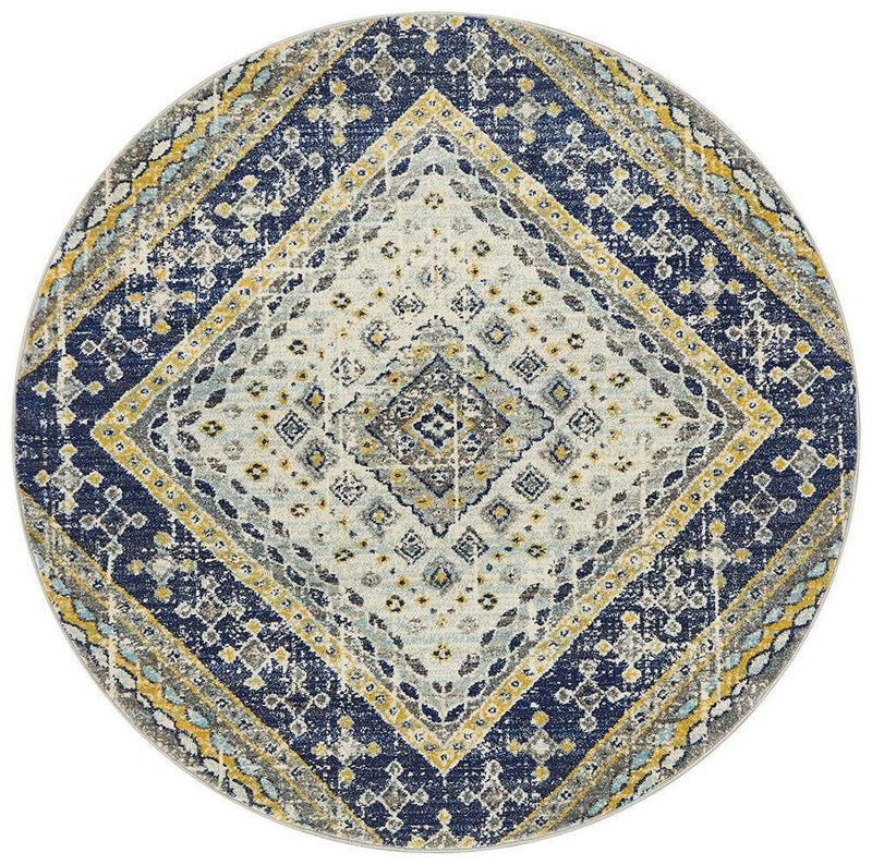 Babylon 203 Navy Round Rug
