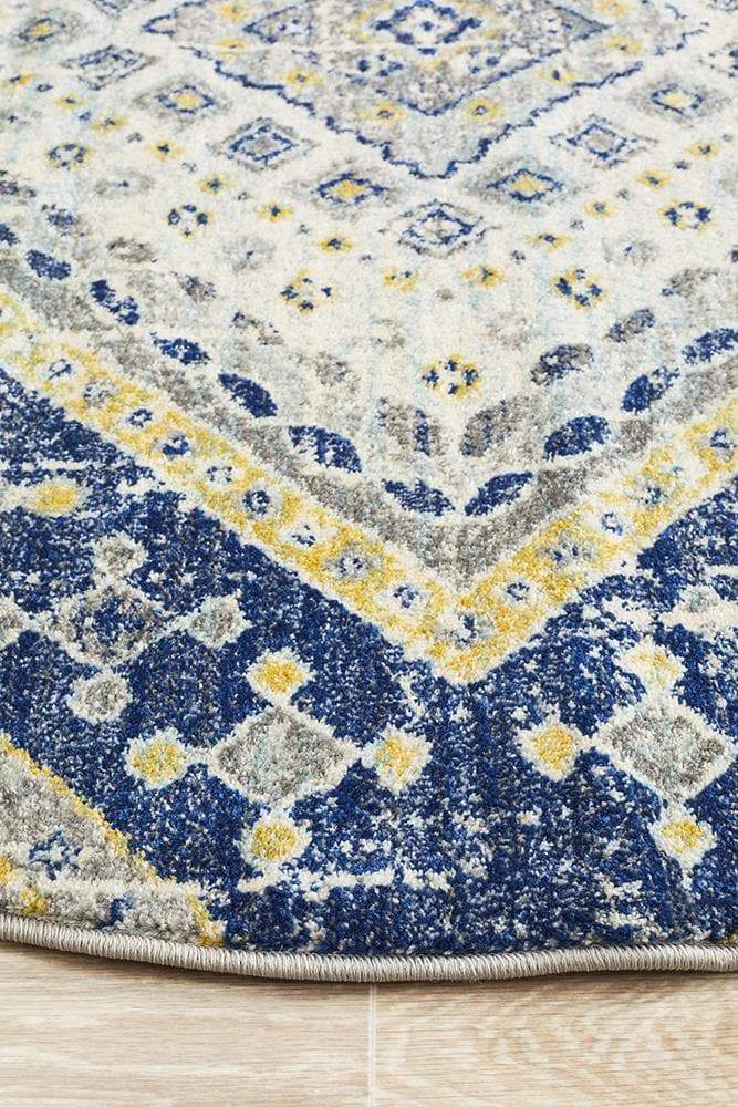 Babylon 203 Navy Round Rug