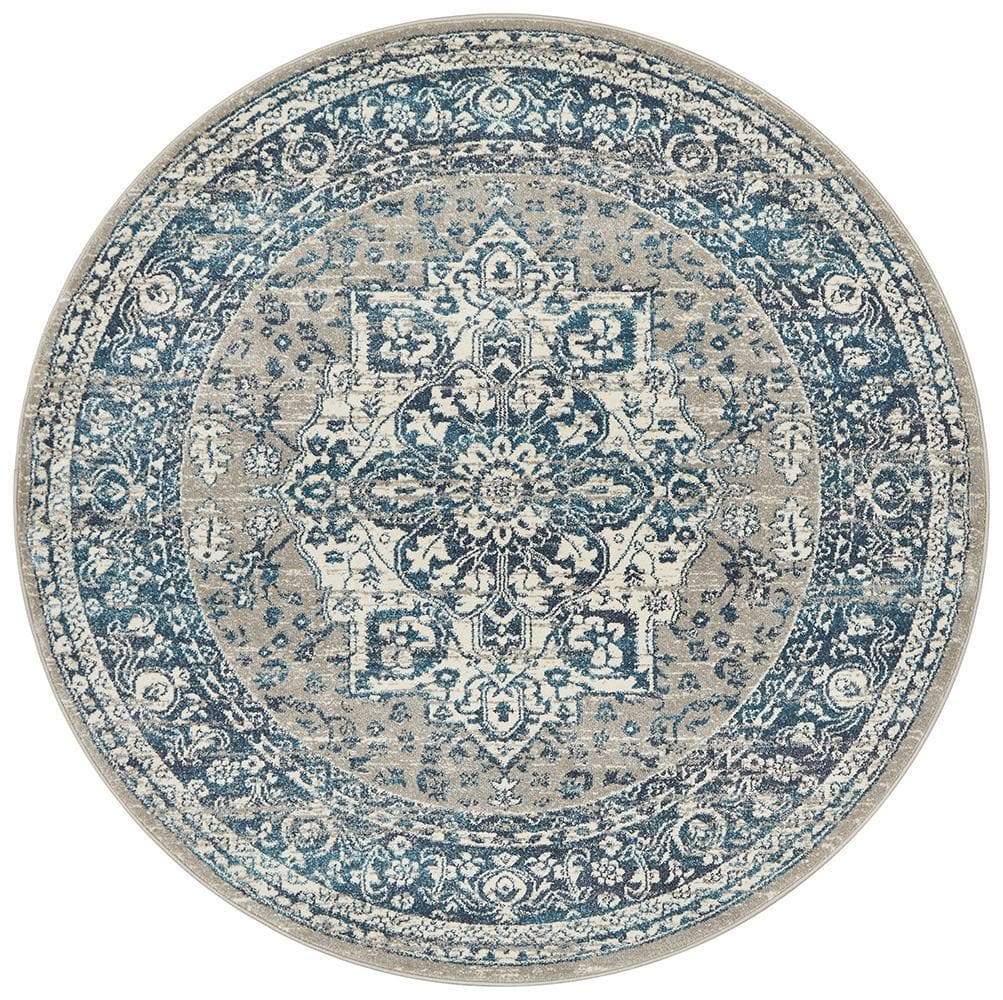 Babylon 207 Blue Round Rug