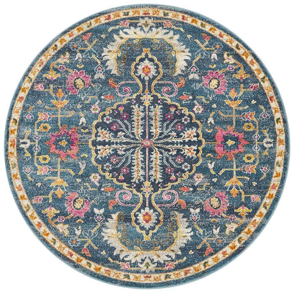 Babylon 209 Navy Round Rug