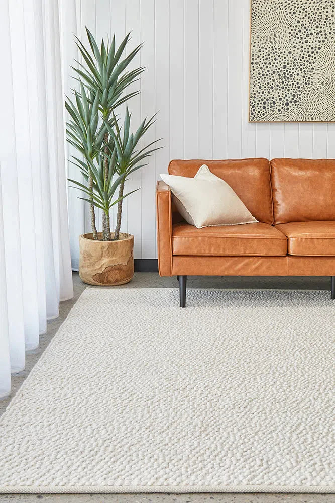 Boucle White Wool Rug