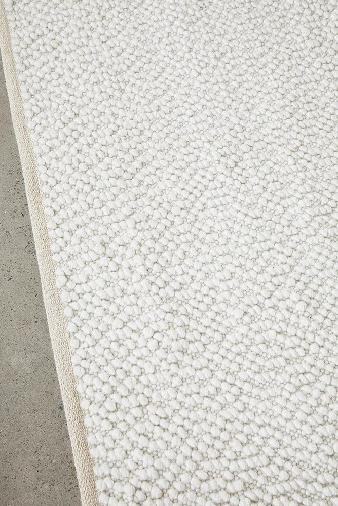 Boucle White Wool Rug