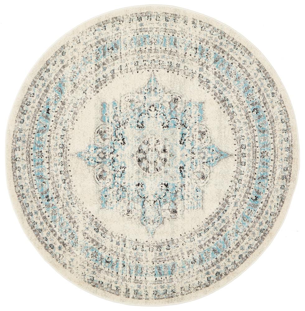 Century 922 White Round Rug