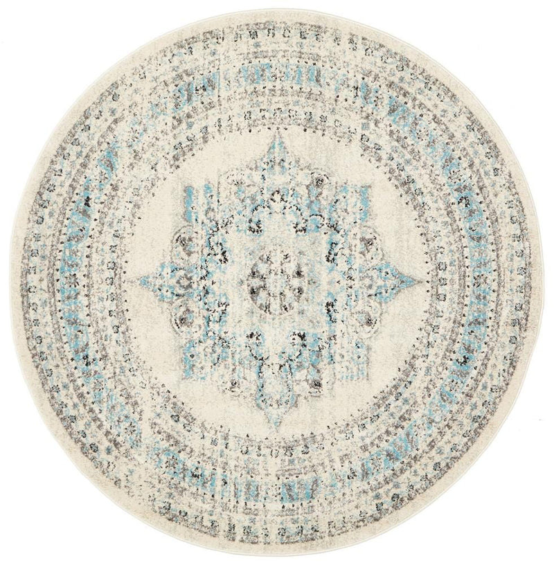 Century 922 White Round Rug