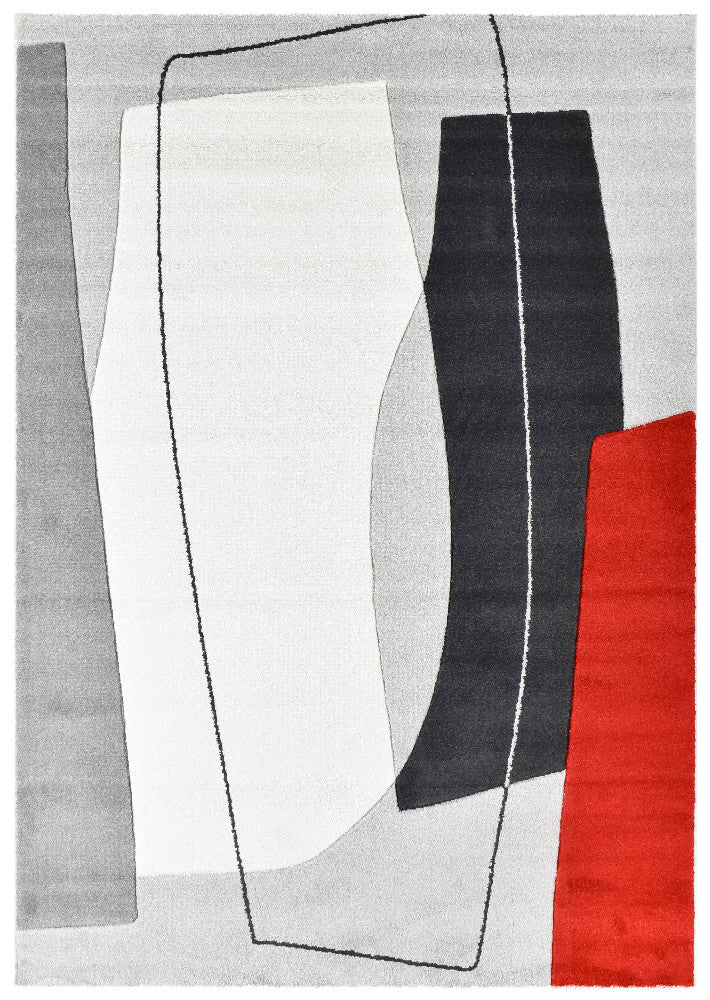 Aria Grey Red Abstract Rug