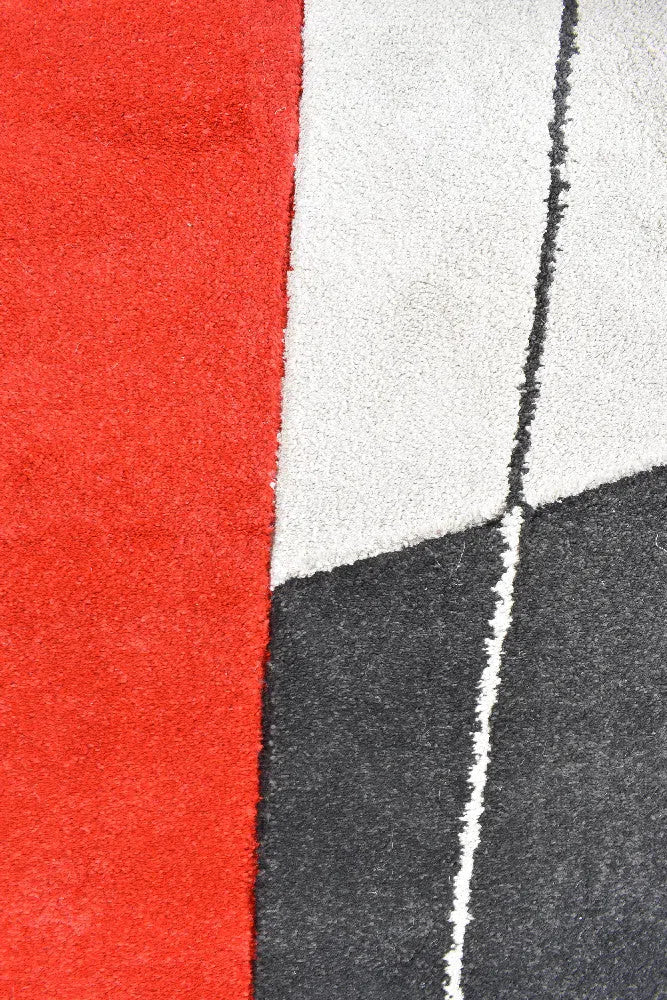 Aria Grey Red Abstract Rug