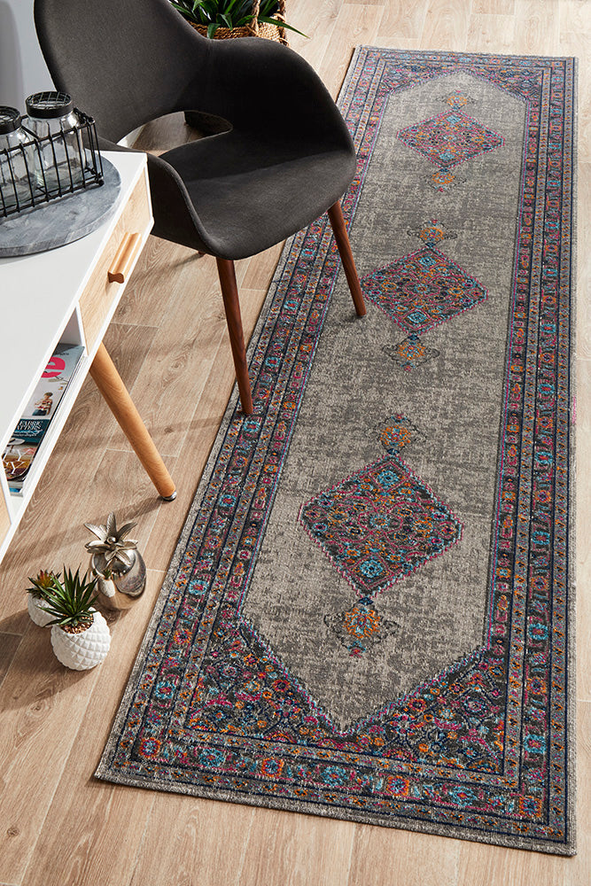 Whisper Diamond Grey Runner Rug