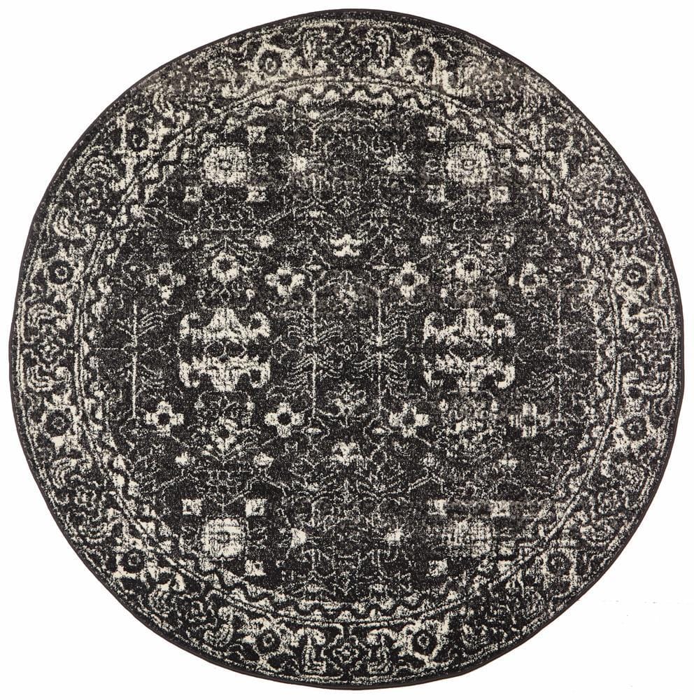 Evoke Estella Charcoal Transitional Round Rug