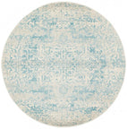 Evoke Glacier White Blue Transitional Round Rug