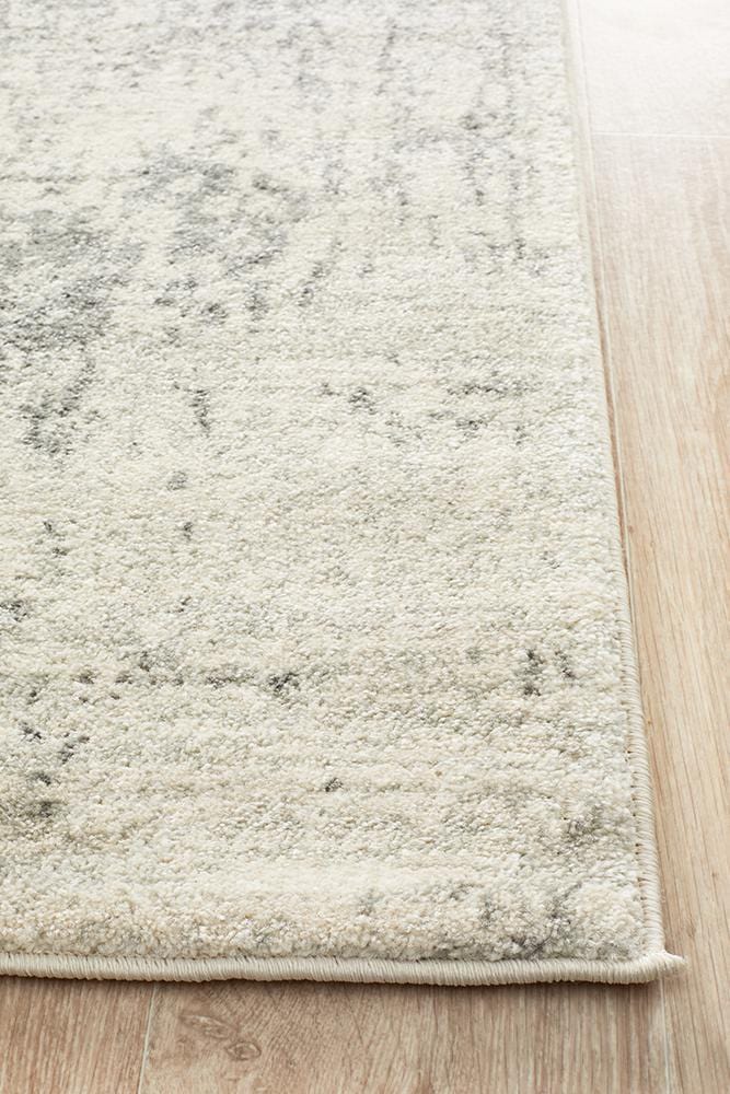 Evoke Dream White Silver Transitional Runner Rug