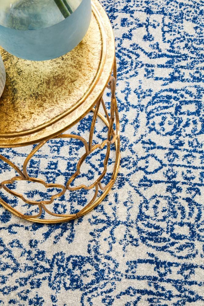 Evoke Frost Blue Transitional Round Rug