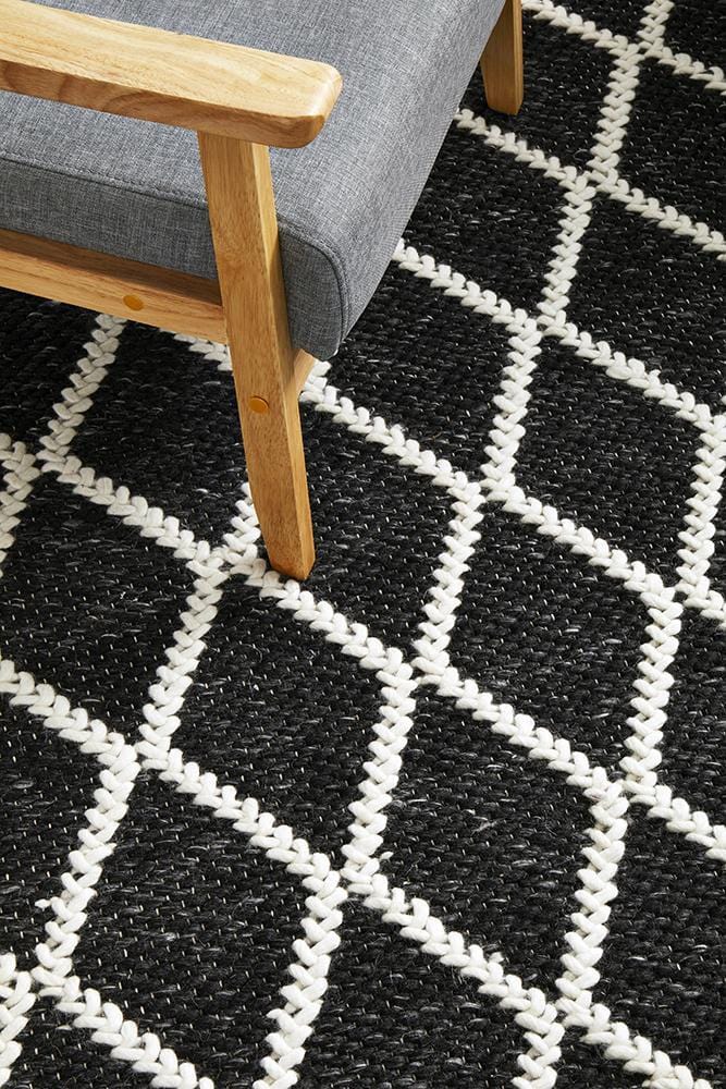 Huxley Black Wool Rug