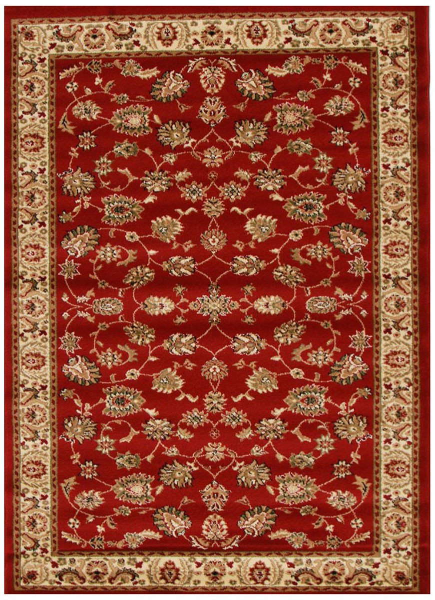 Traditional Floral Design Rug Red
