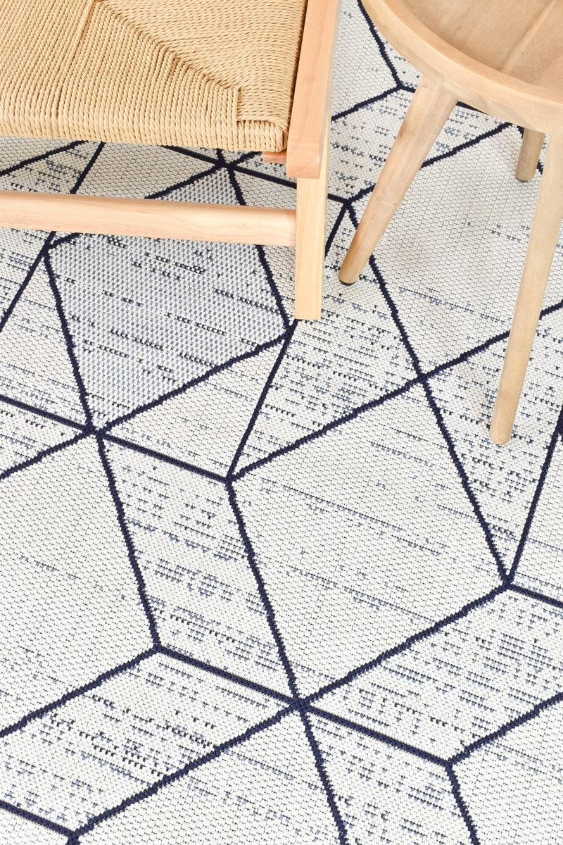 Mirada White Blue Outdoor Rug