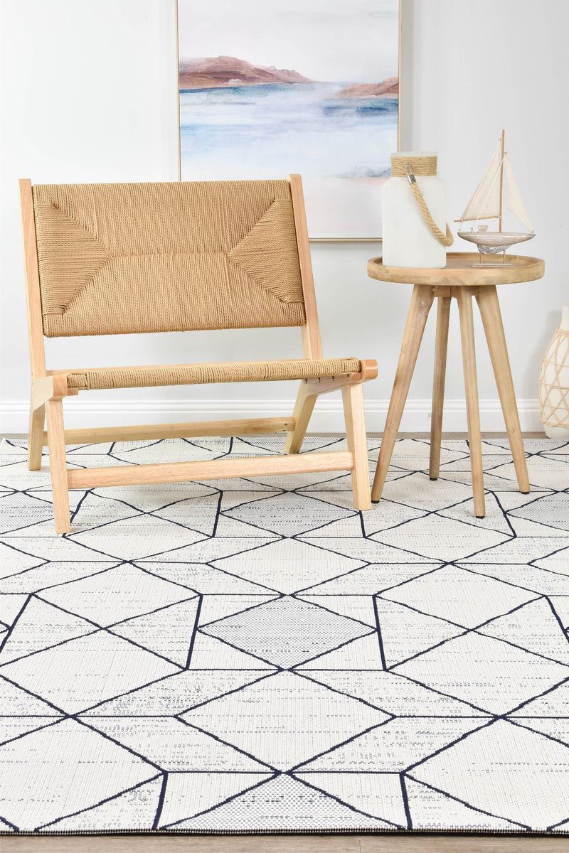 Mirada White Blue Outdoor Rug