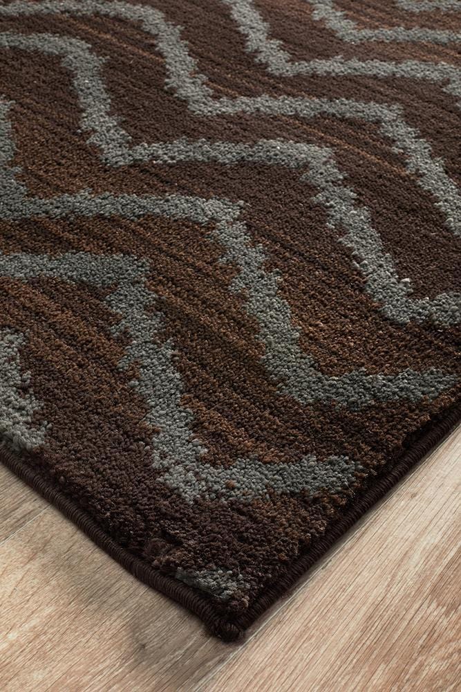 Moroccon Style Chevron Design Brown Grey Rug