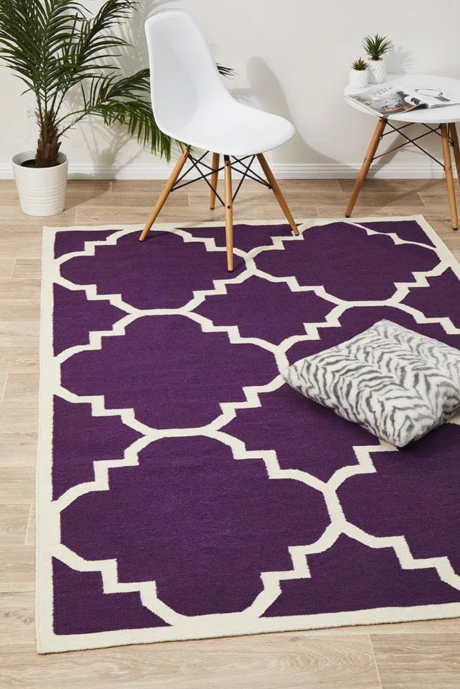 Flat Weave Moroccan Aubergine Rug