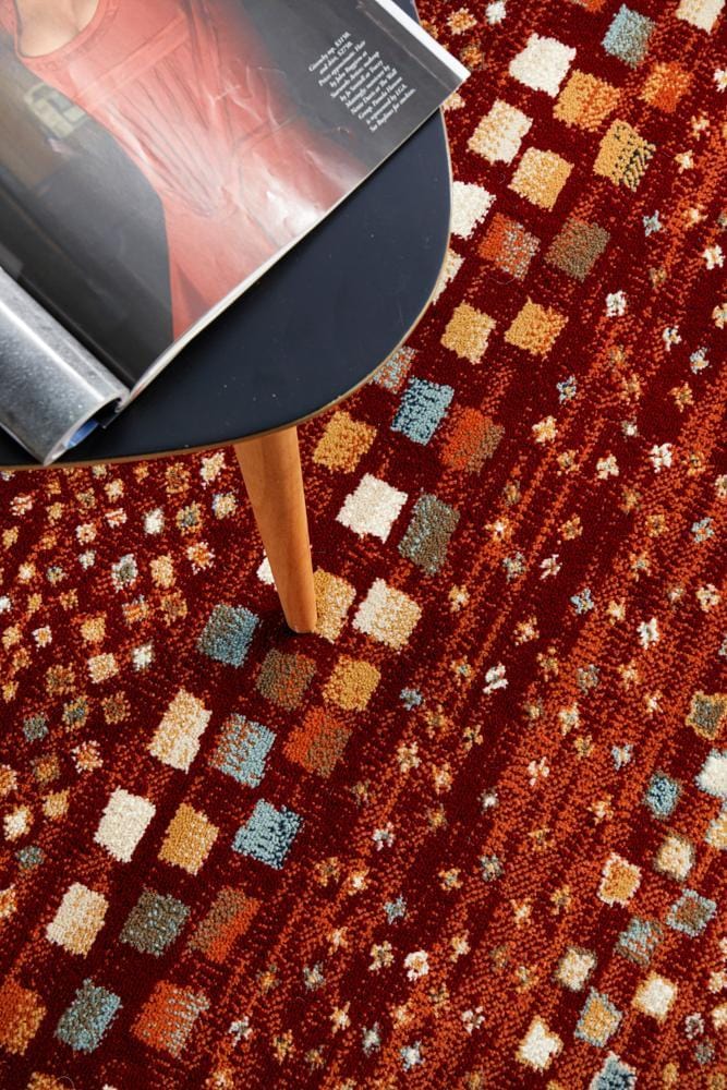 Oxford Mayfair Squares Rust Rug