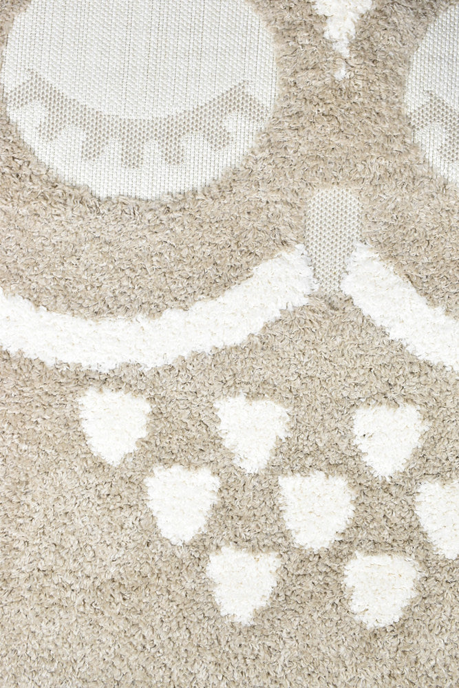 Mr&Mrs Owl 527 Beige Round Rug