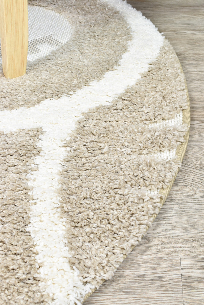 Mr&Mrs Owl 527 Beige Round Rug