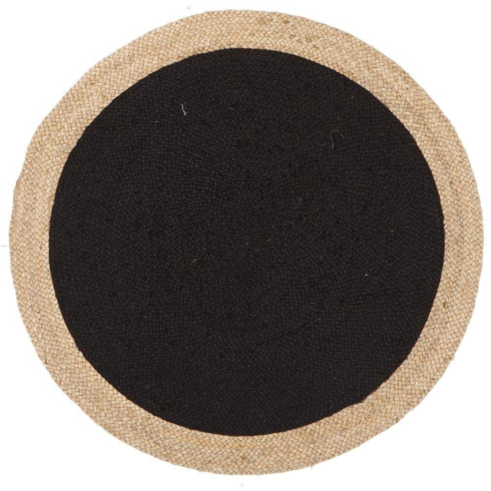 Atrium-Round Jute Natural Rug Black