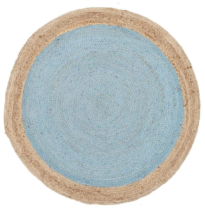 Atrium-Round Jute Natural Rug Blue