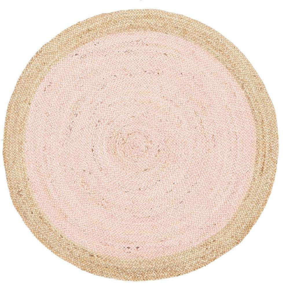 Atrium-Round Jute Natural Rug Pink
