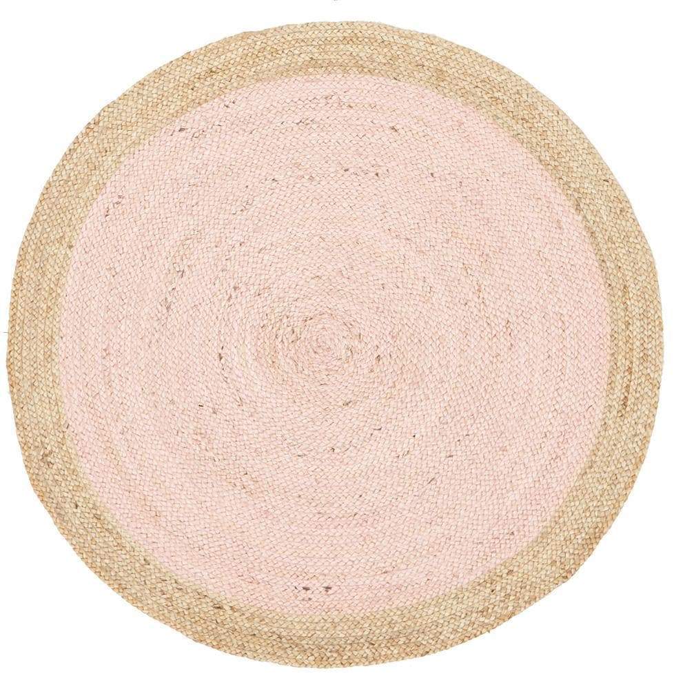 Atrium-Round Jute Natural Rug Pink