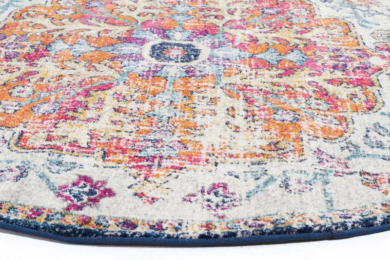 Evo-Carnival White Transitional Round Rug-RUG HOME