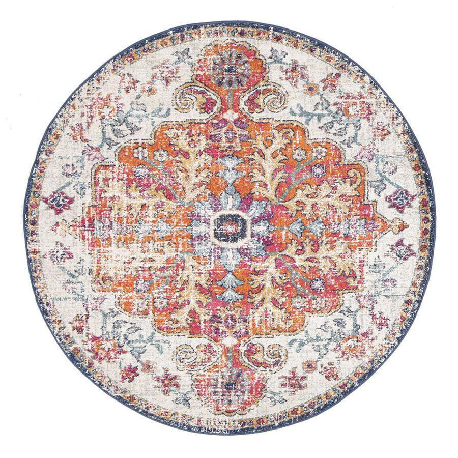 Evo-Carnival White Transitional Round Rug-RUG HOME