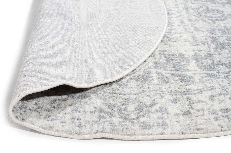 Evo-Dream White Silver Transitional Round Rug-RUG HOME