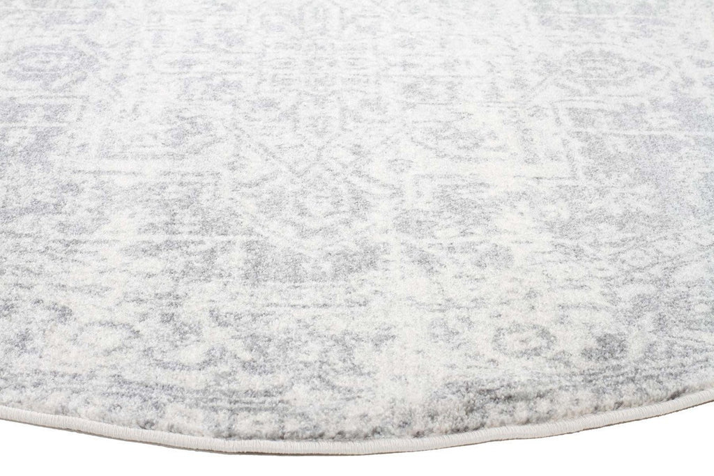 Evo-Dream White Silver Transitional Round Rug-RUG HOME