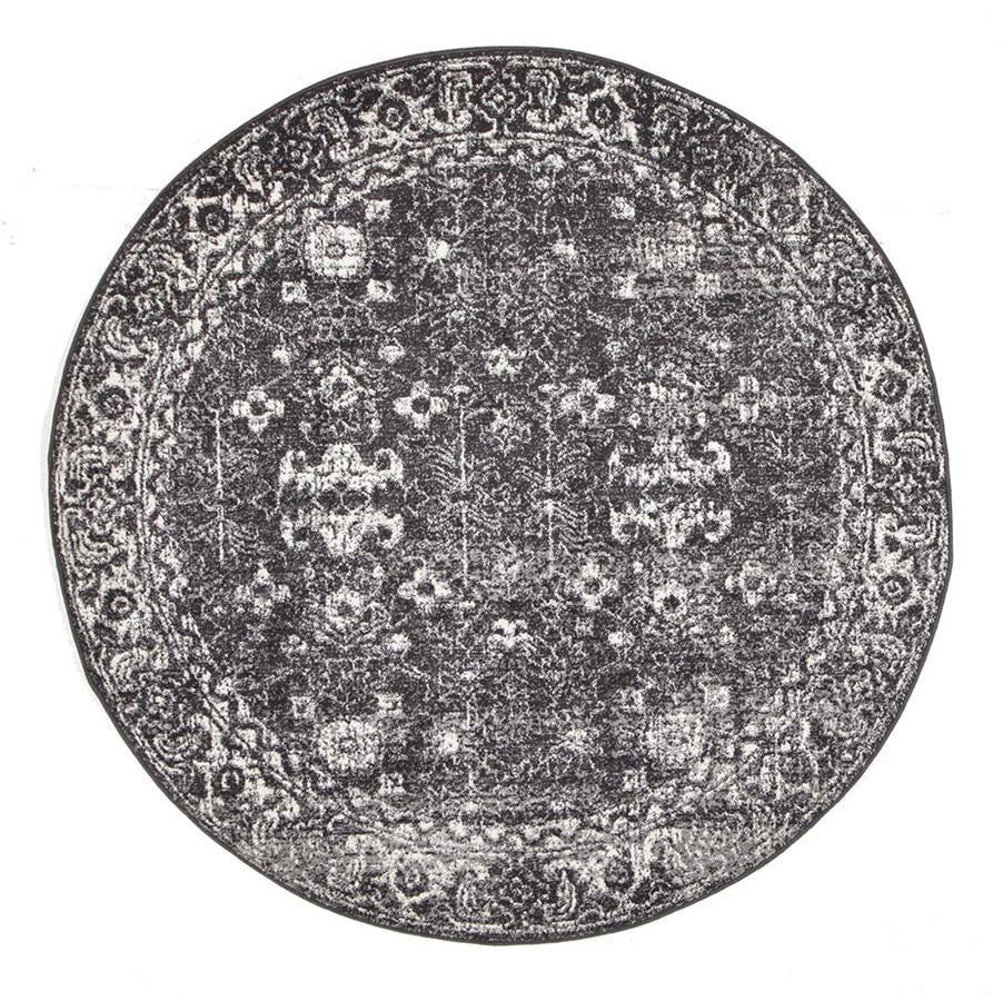 Evo-Estella Charcoal Transitional Round Rug-RUG HOME