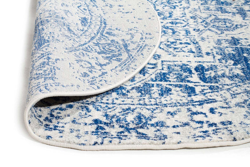 Evo-Horizon White Navy Transitional Round Rug-RUG HOME