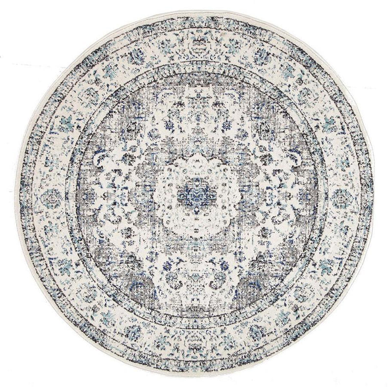 Evo-Mist White Transitional Round Rug-RUG HOME