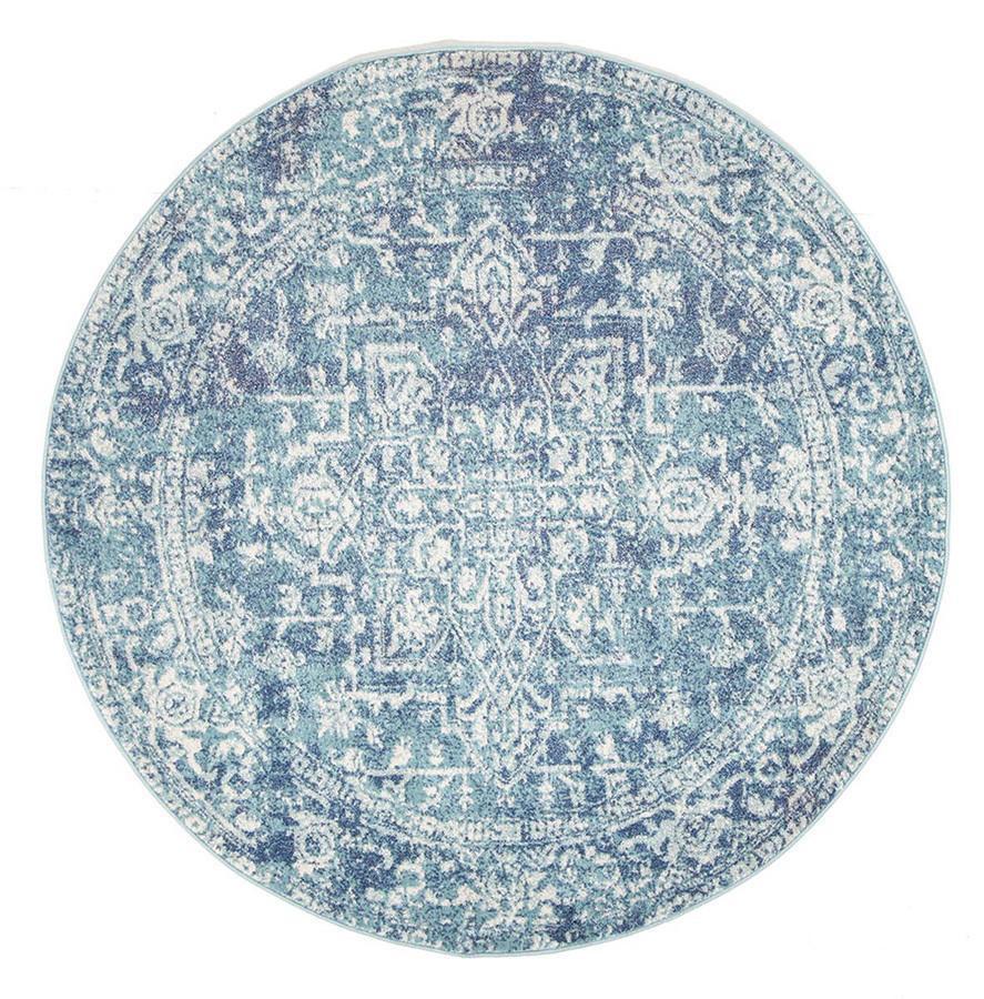 Evo-Muse Blue Transitional Round Rug-RUG HOME