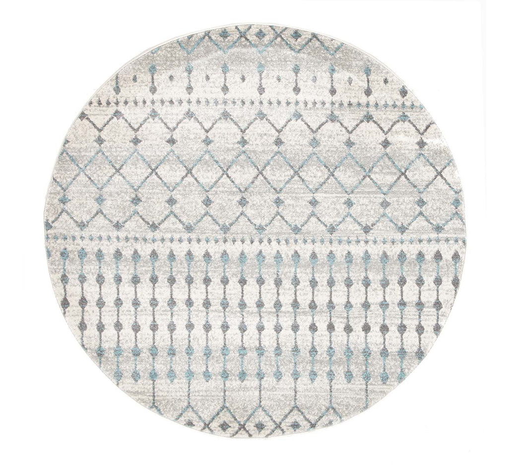 Evo-Slate White Transitional Round Rug-RUG HOME