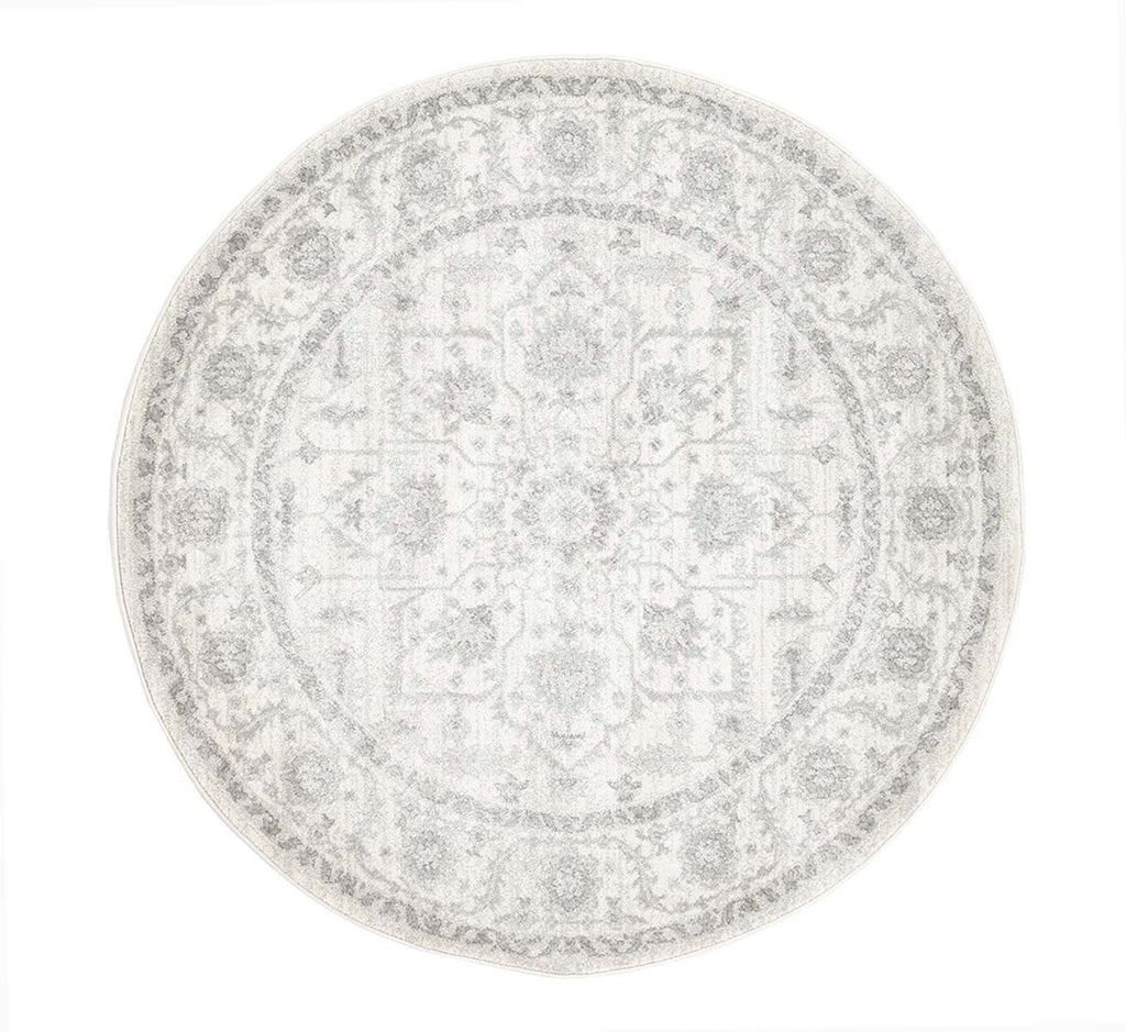 Evo-Winter White Transitional Round Rug-RUG HOME