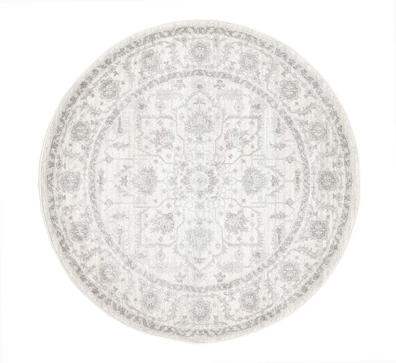 Evo-Winter White Transitional Round Rug-RUG HOME